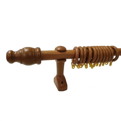HardwareCity Wooden CURTAIN Rod Set 28MM LIGHT MAHOGANY