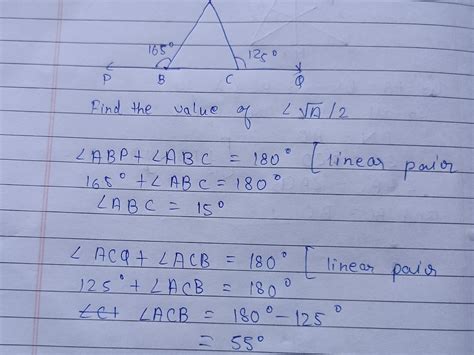 In the given figure, find the value of ∠√A/2 ? ΔABC is made on a line ...