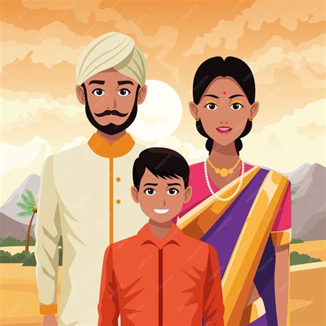 Indian asian oriental culture cartoon | Premium Vector