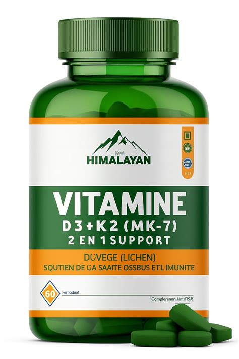 Divya Himalayan Vitamin D3 + K2 MK7 | Bone & Heart Support | 60 Vegan ...