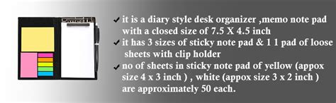 Kabeer Art Memo Note Pad Memo Note Book with Sticky Notes and Clip ...