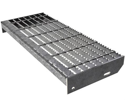 Serrated, Galvanized, Carbon Steel Stair Tread - 812J55|JX21-G-TC7X24 ...