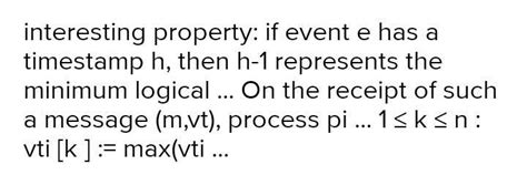 If events corresponding to vector timestamps vt 1 , vt 2 ,., vt n ...