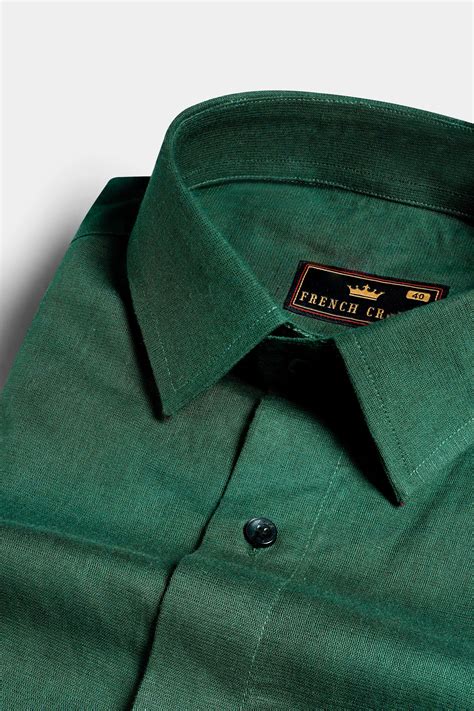 Phthalo Dark Green Formal/Casual Plain-Solid Premium Cotton Shirt For Men