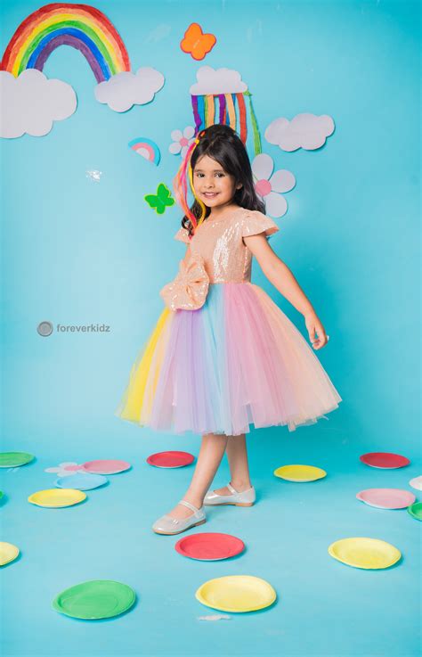 Buy Rainbow Unicorn Dress with Ruffles for Girls Online - ForeverKidz