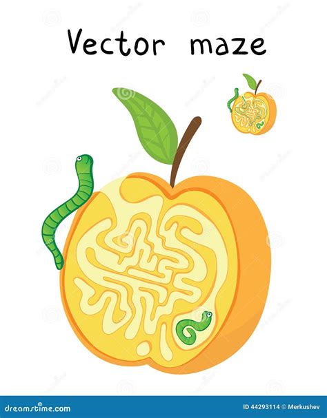 Vector Maze, Labyrinth with Apple and Worms. Stock Vector ...