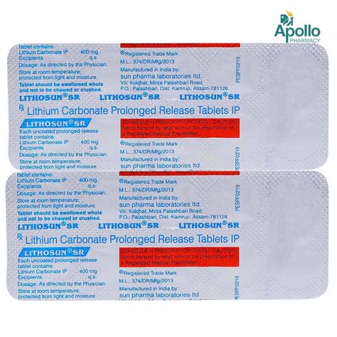 Lithosun SR Tablet 10's Price, Uses, Side Effects, Composition - Apollo ...
