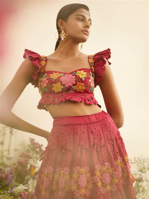 Fuchsia Beadwork & Cutwork Lehenga