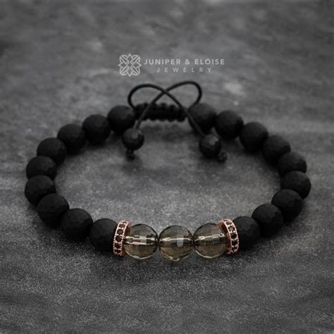 Men's Double Layered Bracelet with Quartz Onyx Hematite Beads