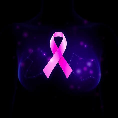 A purple ribbon with a pink ribbon on it is in a dark room | Premium AI ...