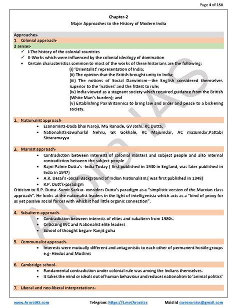 Arora IAS Spectrum Modern India Revision Notes Chapter 1 to 38 2020-21