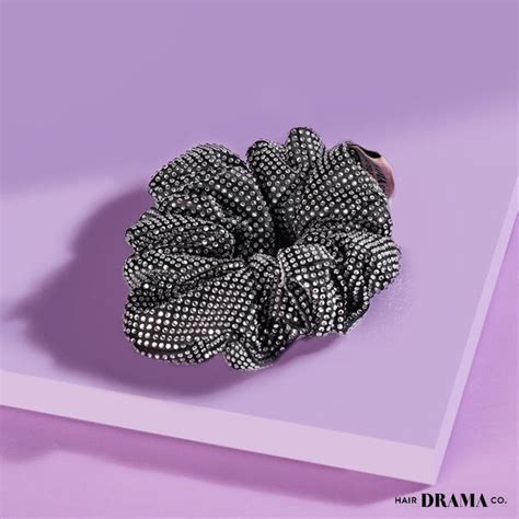 Black Scrunchie - Silver Crystals (Hot Fix) – Hair Drama Company