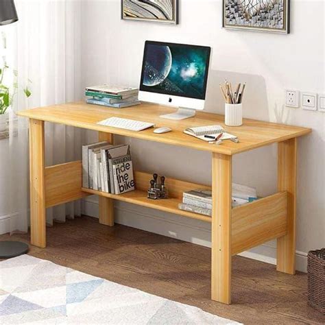 Lukzer Engineered Wood Computer Desk with One Tier Shelves Laptop Study ...
