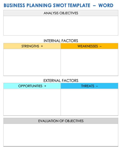 Image result for Free SWOT Analysis Template Worksheet