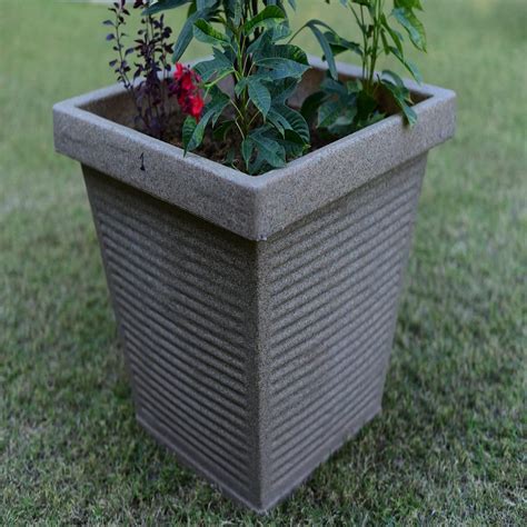 Super Lifestyle Polyethylene 20 Inch Grey Marble Plastic Window Pots ...