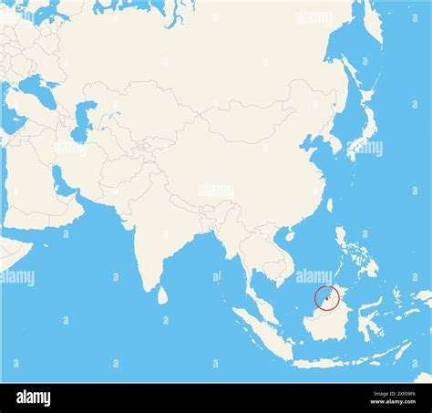 Locator map showing the location of the country Brunei in Asia. The ...
