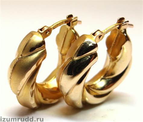Пустотелые золотые серьги "Кольца" 585 пробы