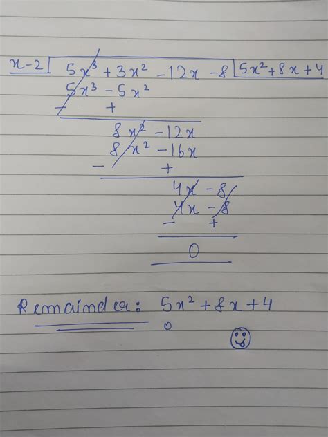 1. Find the remainder in the following when(i) 5x3 + 3x2 – 12x – 8 is ...