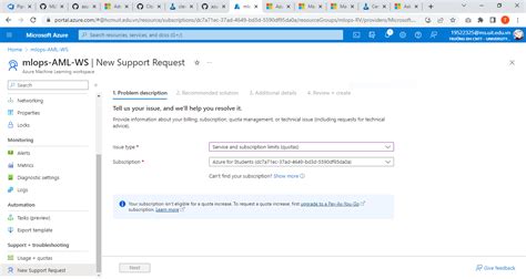 Image result for Azure Machine Learning Service Error Quota Request