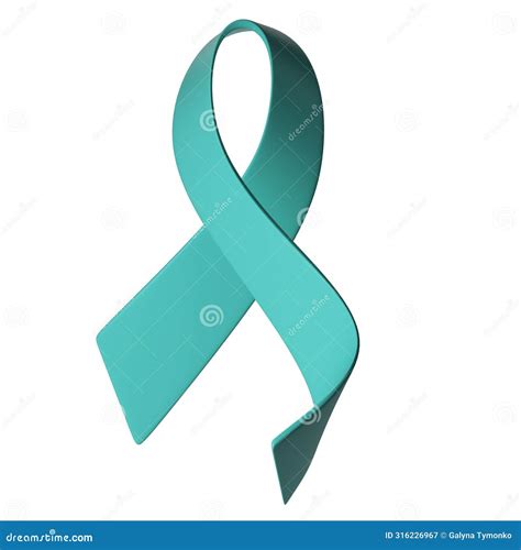 3d Teal Ribbon Icon Illustration. Awareness for Cervical Ovarian Cancer ...