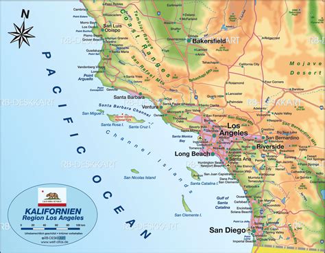 Map of Los Angeles, region (Region in United States, USA) | Welt-Atlas.de