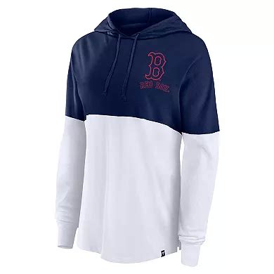 Women's Fanatics Navy/White Boston Red Sox Backup Option Pullover Hoodie