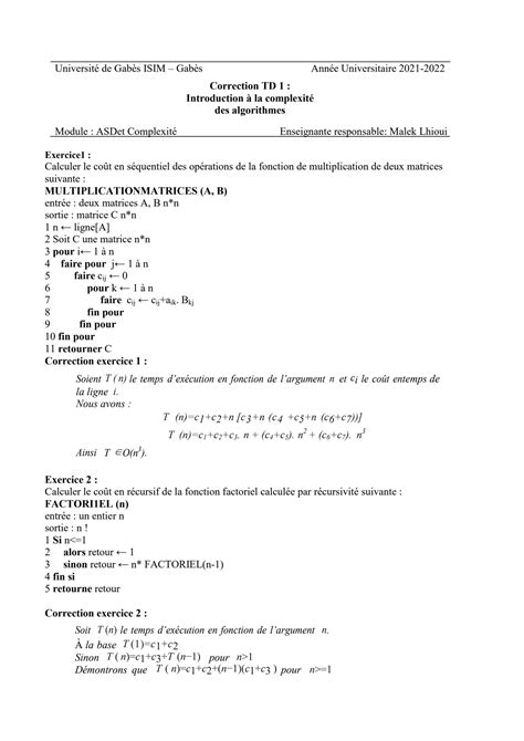 Image result for Complexité Algorithmique Exercices