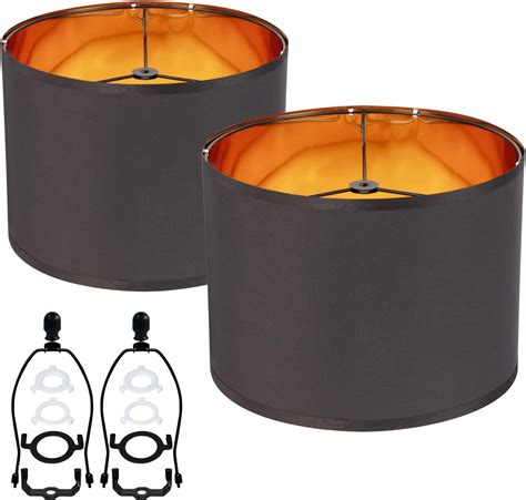 Duoerwo Black Large Farmhouse Drum 12 Inches Lamp Shades Set Of 2 ...