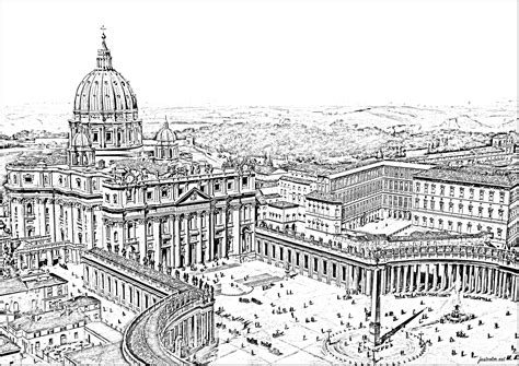 St Peter's Square in Rome - Countries, cities and architecture Coloring Pages - Page nature ...
