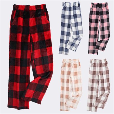 DDAPJ pyju Womens Fleece Pajama Pants Flannel Plaid Pajama Bottoms ...