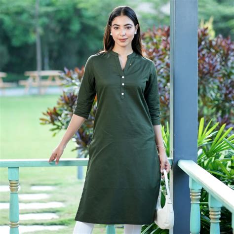 Olive long kurta for women ethnic, casual & formal kurties for women.