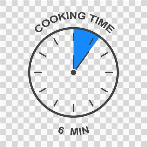 Cooking time icon. Clock face with 6 minute time interval. Simple timer ...