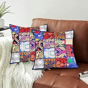 Buy Handicraft Bazarr Patchwork Cushion Cover Ethnic Handmade 2 Pcs ...
