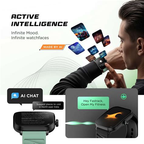 Fastrack MYND 1.93” AMOLED Curved Display with AOD,AI Watcfaces,AI Chat ...