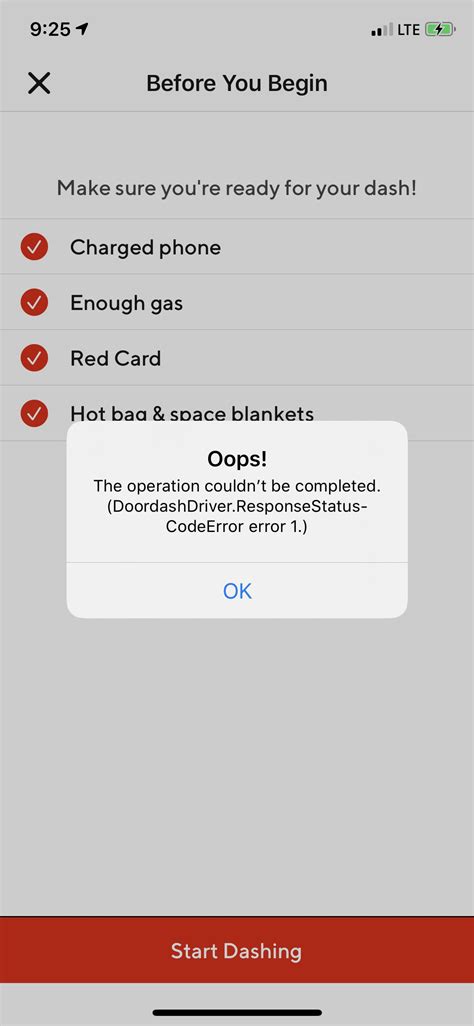 Is anyone else getting this error message when trying to start a dash? : r/doordash_drivers