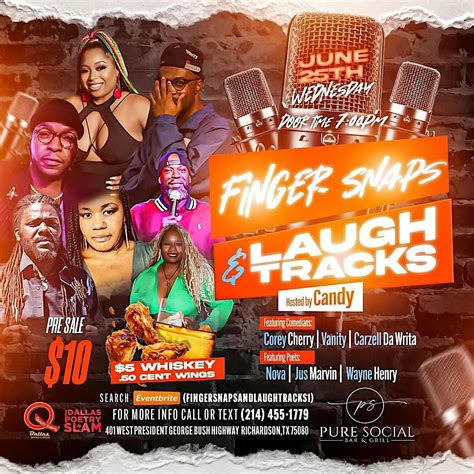 Finger Snaps & Laugh Tracks, Pure Social Bar & Grill, Richardson, 25 ...