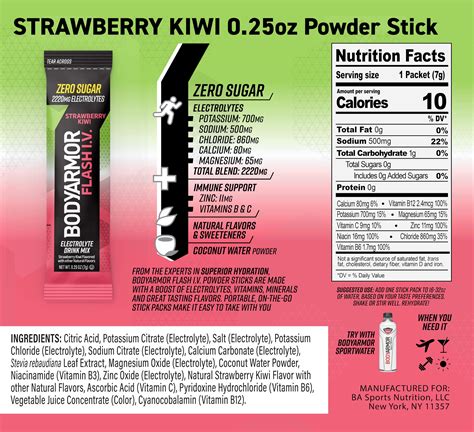 Snapklik.com : BODYARMOR Flash IV Electrolyte Packets, Strawberry Kiwi - Zero Sugar Drink Mix ...