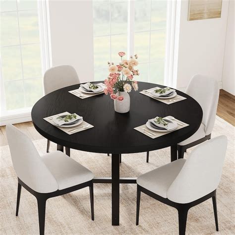 WhizMax Garvee 47 Inch Round Industrial Dining Table for 4 with Sturdy ...