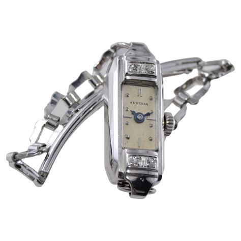 Juvenia Ladies !4Kt. Solid Gold Art Deco Watch with Diamonds circa 1940 ...