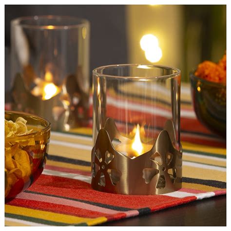 AROMATISK tealight holder, glass/gold-colour, 9 cm (4") - IKEA