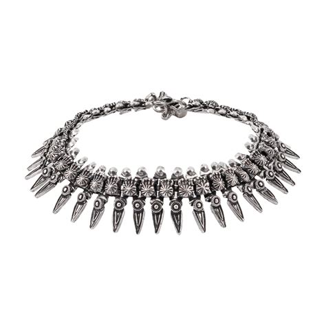 Teejh Indian Ethnic Jewellery| Buy Silver Oxidized Anklets Online