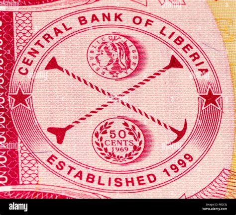 5 Liberian dollars bank note. Liberian dollars is the national currency of Liberia Stock Photo ...