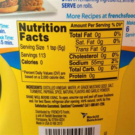 Nutritional Content Of Mustard