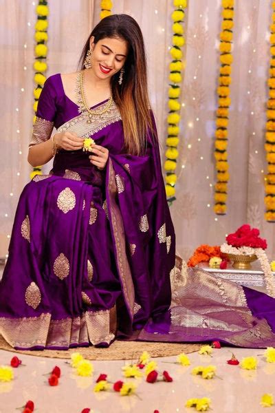 Bollywood Style Purple Cotton Silk Saree With Majestic Blouse Piece ...
