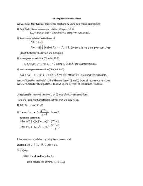Image result for 3rd Ordered Recursive Relation Example