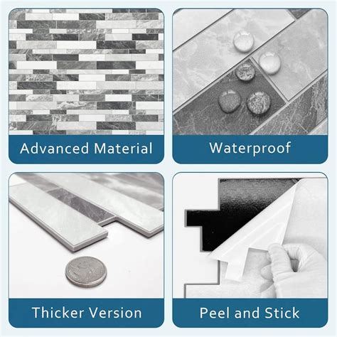 SUNWINGS Gray 11-in x 12-in Matte Composite Linear Marble Look Peel and ...