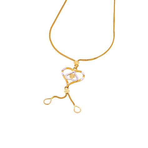 Lightweight Gold Necklace for Women | Heart Design with Drop Chains ...