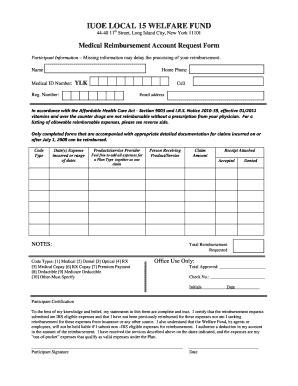 IUOE Local 15 Welfare Fund Medical Reimbursement Account Request Form ...