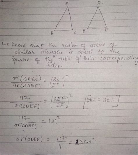 If ∆ABC~DEF and EF=1/3BC, then ar (∆ABC):(∆DEF) is - Brainly.in
