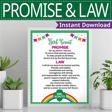 Girl Scout Promise And Law Printable Activity
